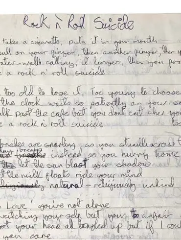 The Value of David Bowie’s Handwritten Lyric Sheets are Estimated at Over $126,000 | News | LIVING LIFE FEARLESS